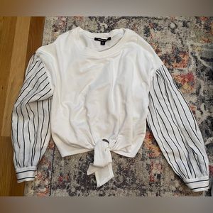 Navy and white striped lightweight sweater